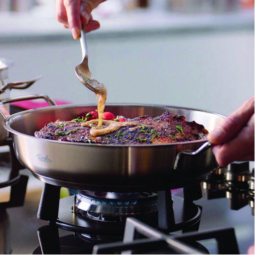 Fissler - Original-Profi Collection® Stainless Steel Serving Pan with High Dome Lid - 11 Inch - Design and Grace