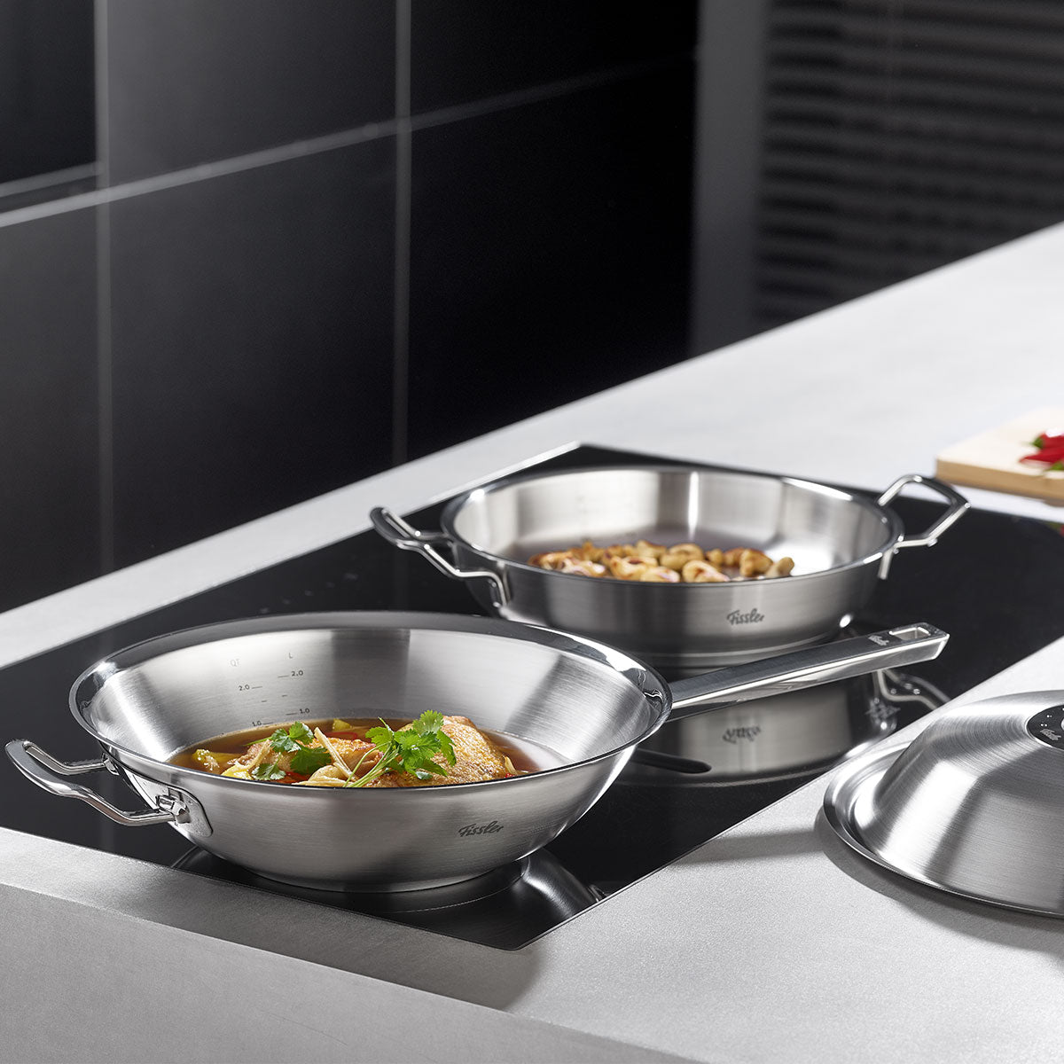 Fissler - Original-Profi Collection® Stainless Steel Serving Pan with High Dome Lid - 11 Inch - Design and Grace