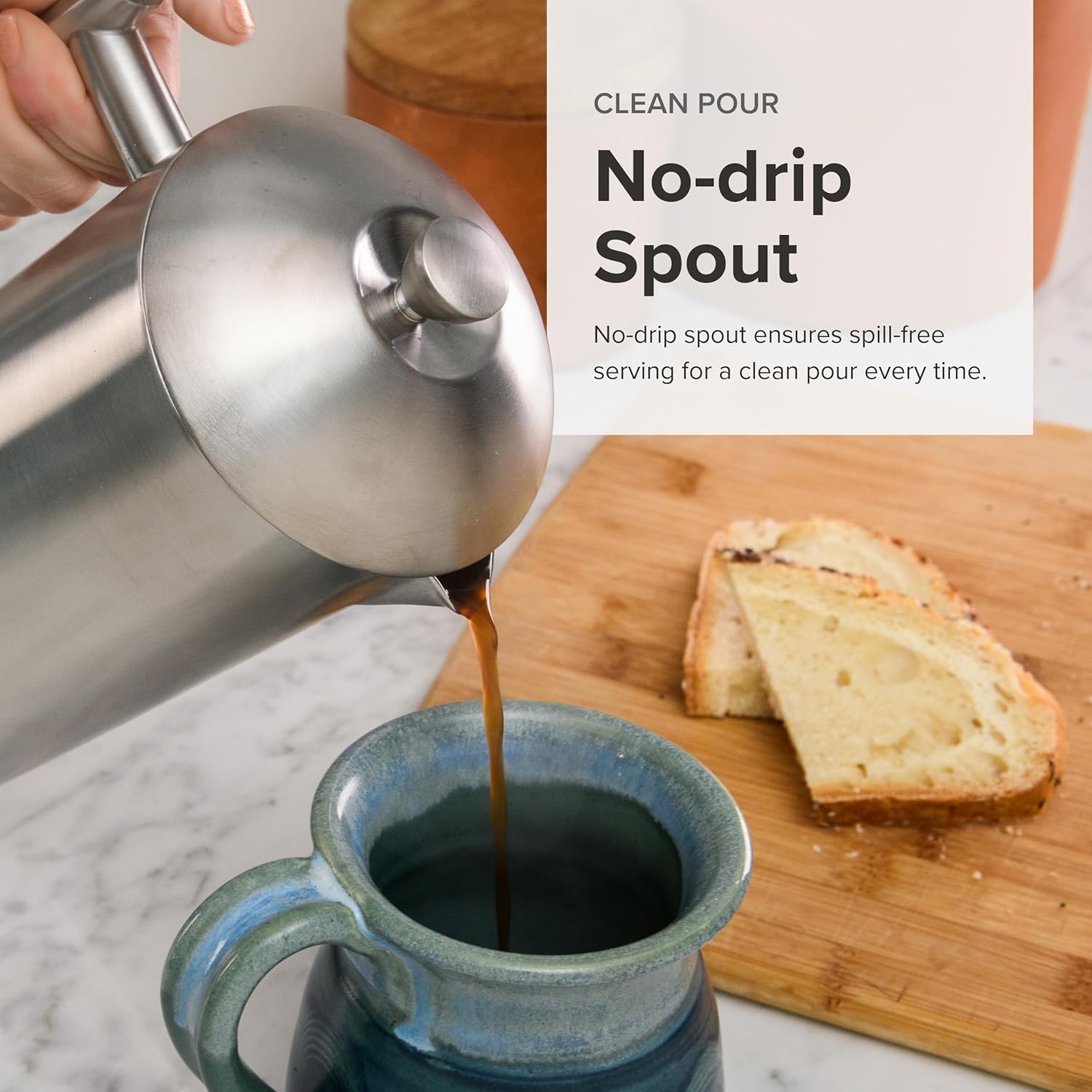 Frieling Double-Walled Stainless Steel French Press Coffee Maker - Brushed Finish