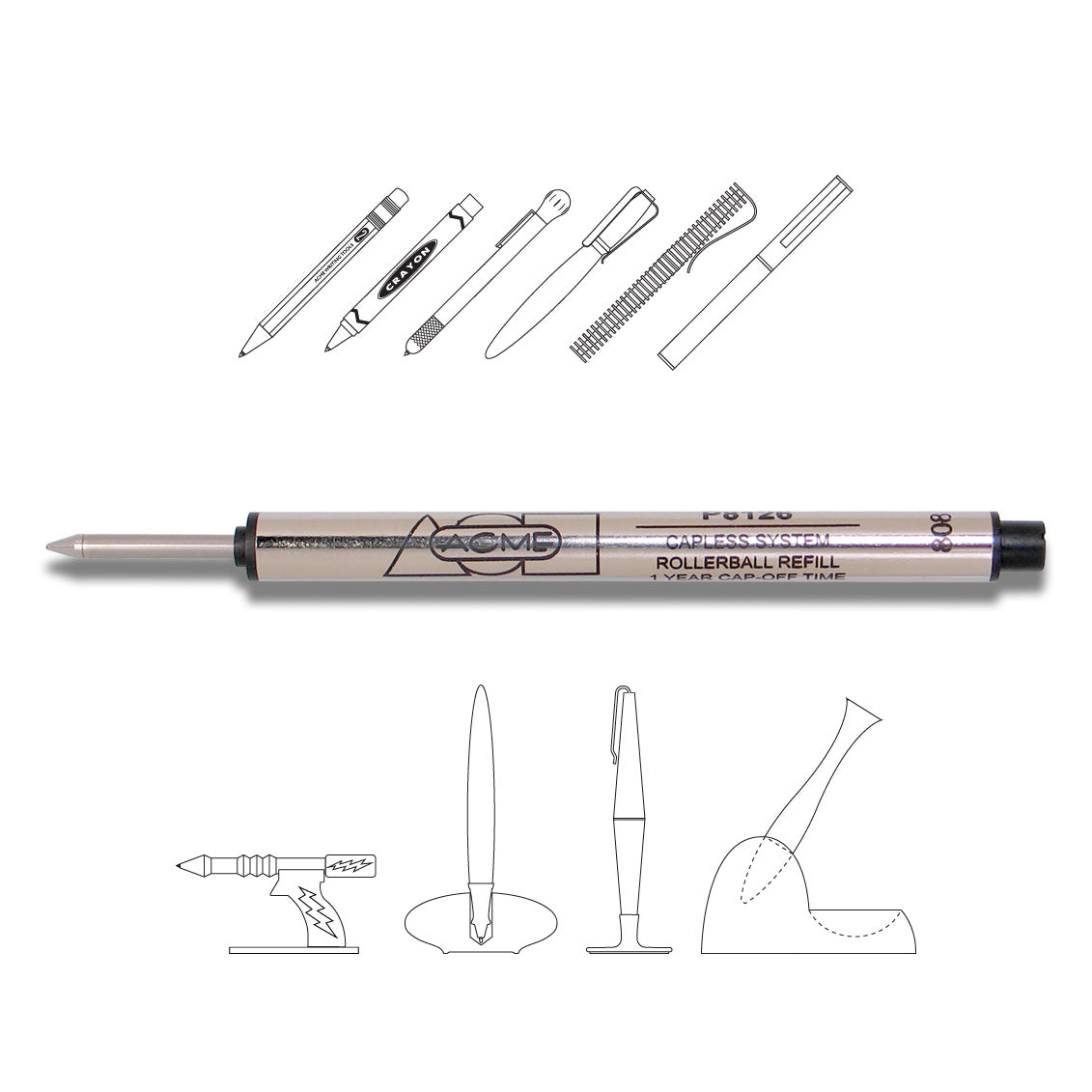 ACME Studio 8126 Black Roller Ball Refill (PREF8126BK) - Design and Grace