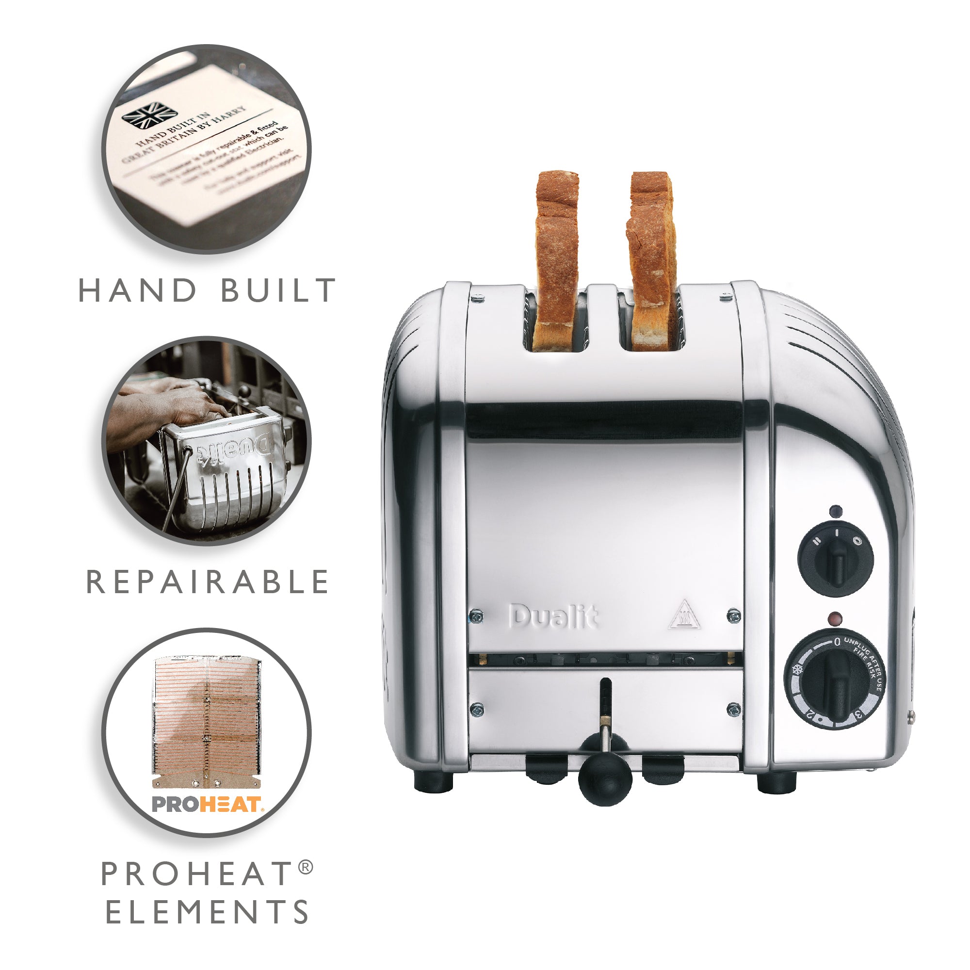 Dualit Classic 2-Slot Toaster - Polished Chrome | Handcrafted in England | Authorized USA Dealer