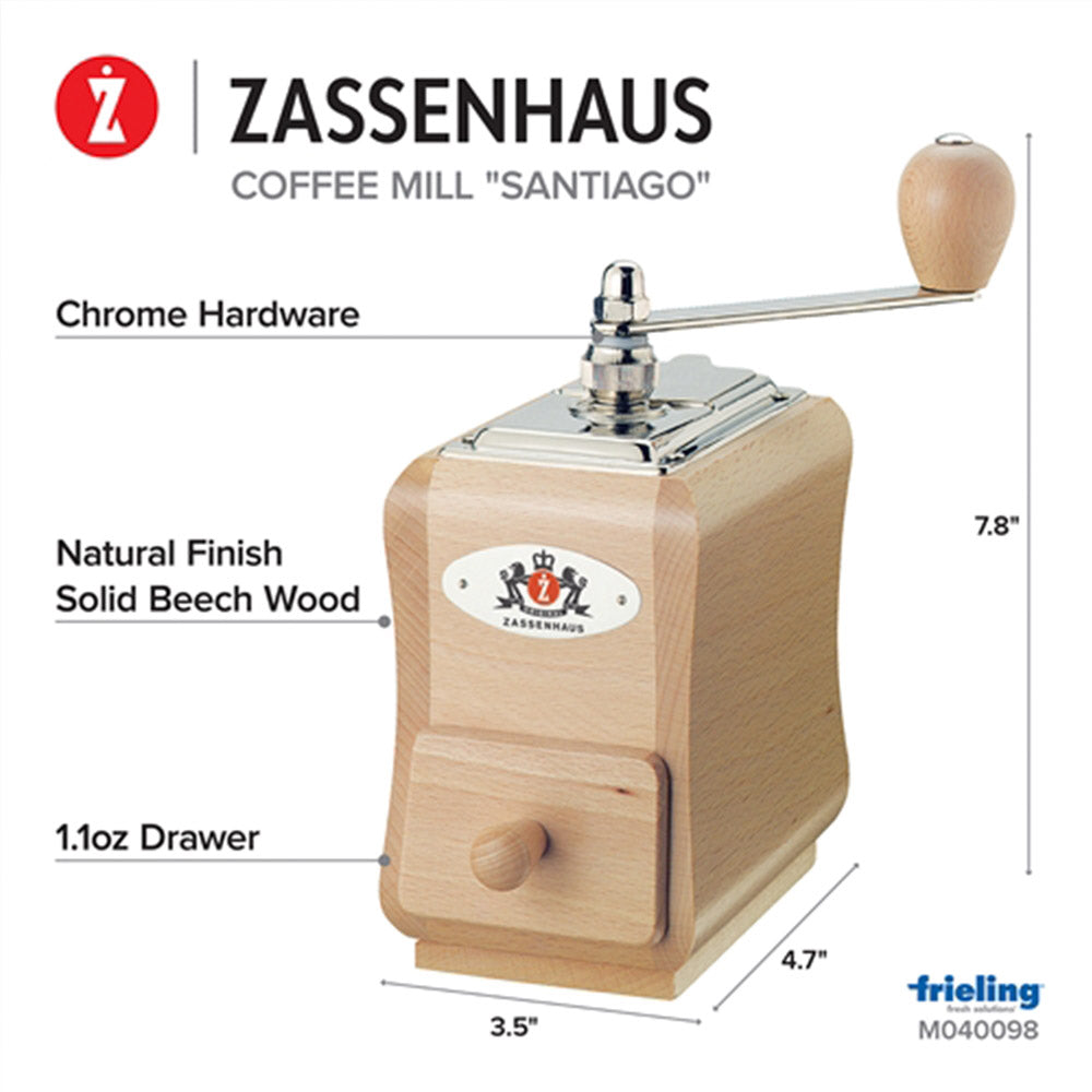 Zassenhaus Santiago Manual Coffee Mill - Natural Beech