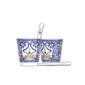 Bialetti Dolce & Gabbana 2 Cups & 2 Stirrers Set - Blu Mediterraneo