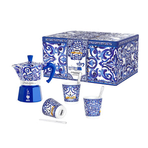 Bialetti Dolce & Gabbana Moka Express 3 Cup Gift Set - Blu Mediterraneo - Design and Grace