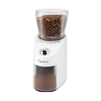 Capresso Infinity Plus Conical Burr Grinder - White - Design and Grace