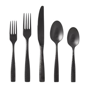 Fortessa Lucca Faceted Brushed Black 5 Piece Place Setting