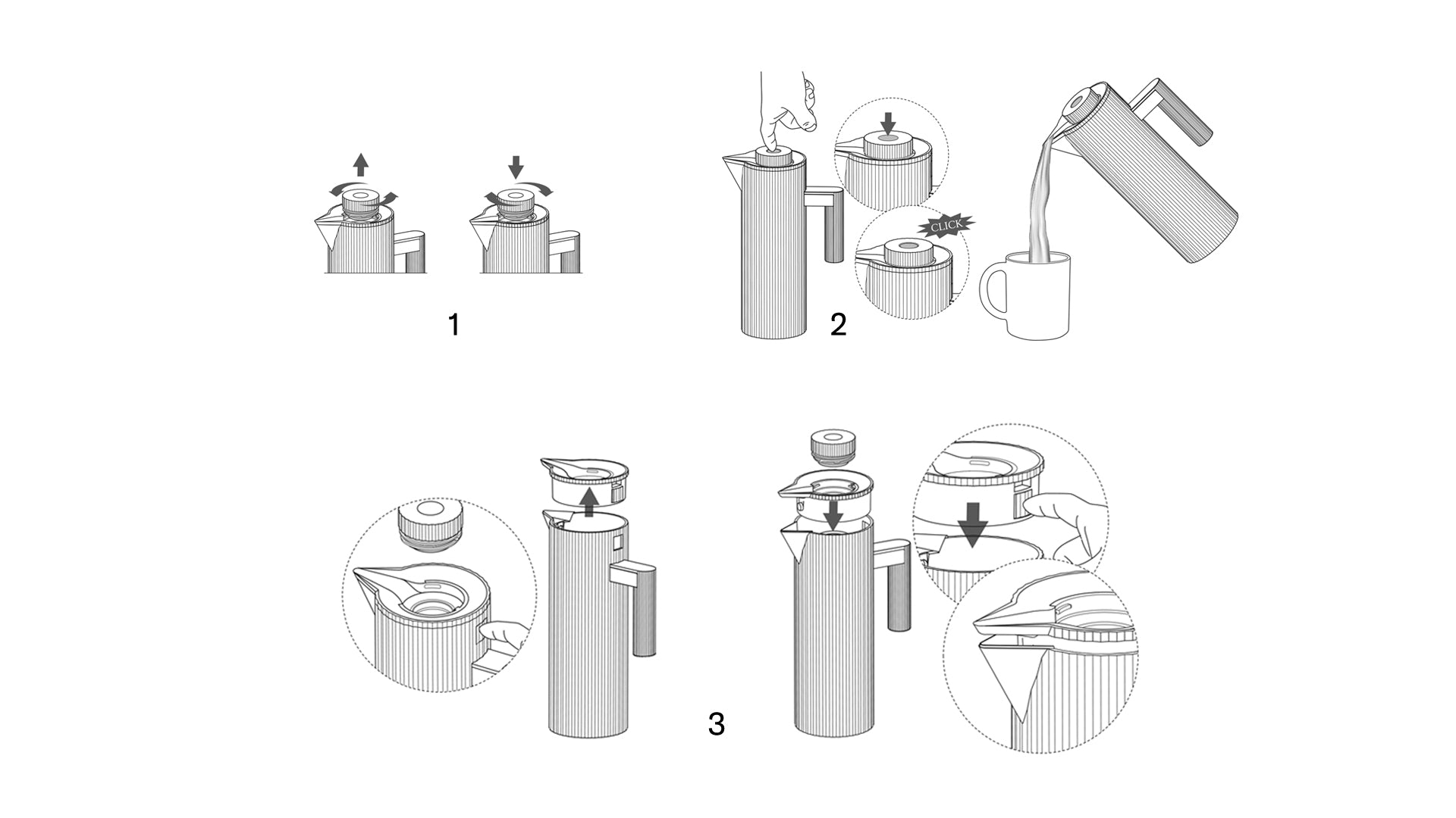 Alessi MDL12 G Plissé Thermo Insulated Jug - Gray