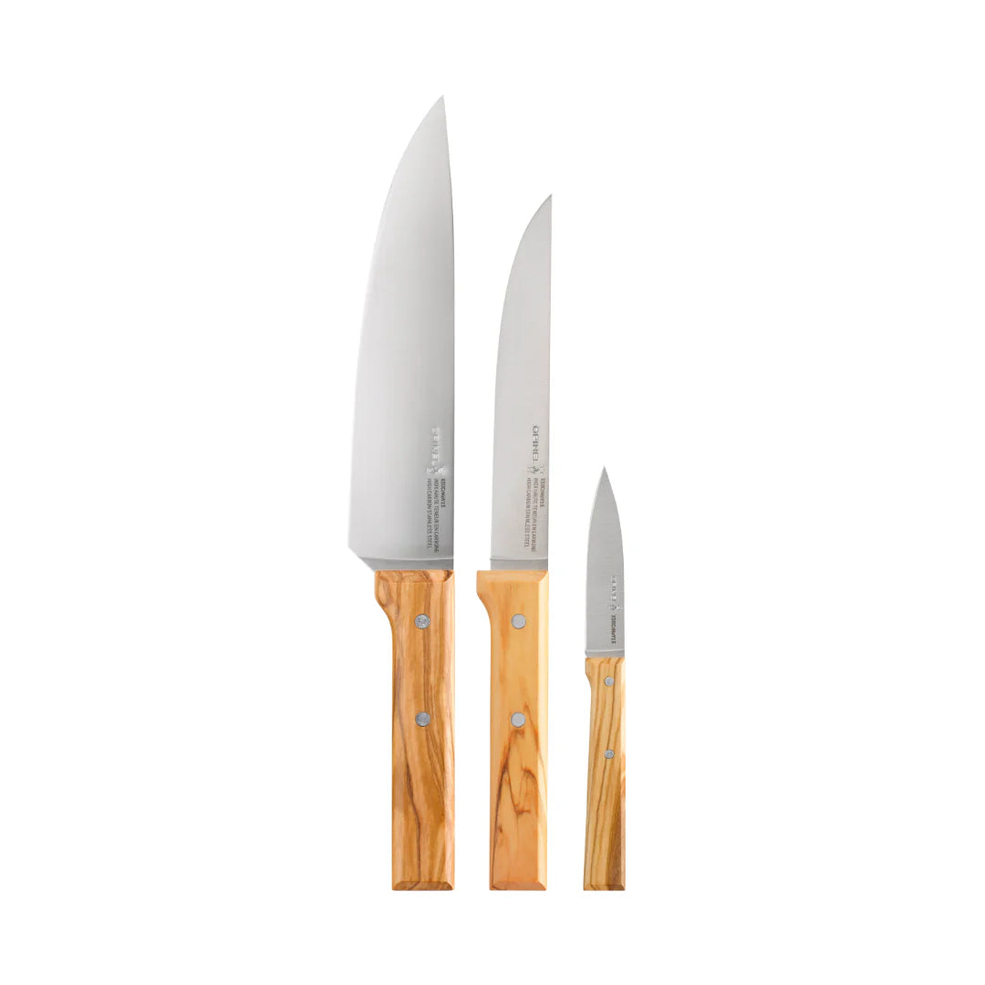 Opinel Parallele Trio Chef Knife Set - Olive Wood