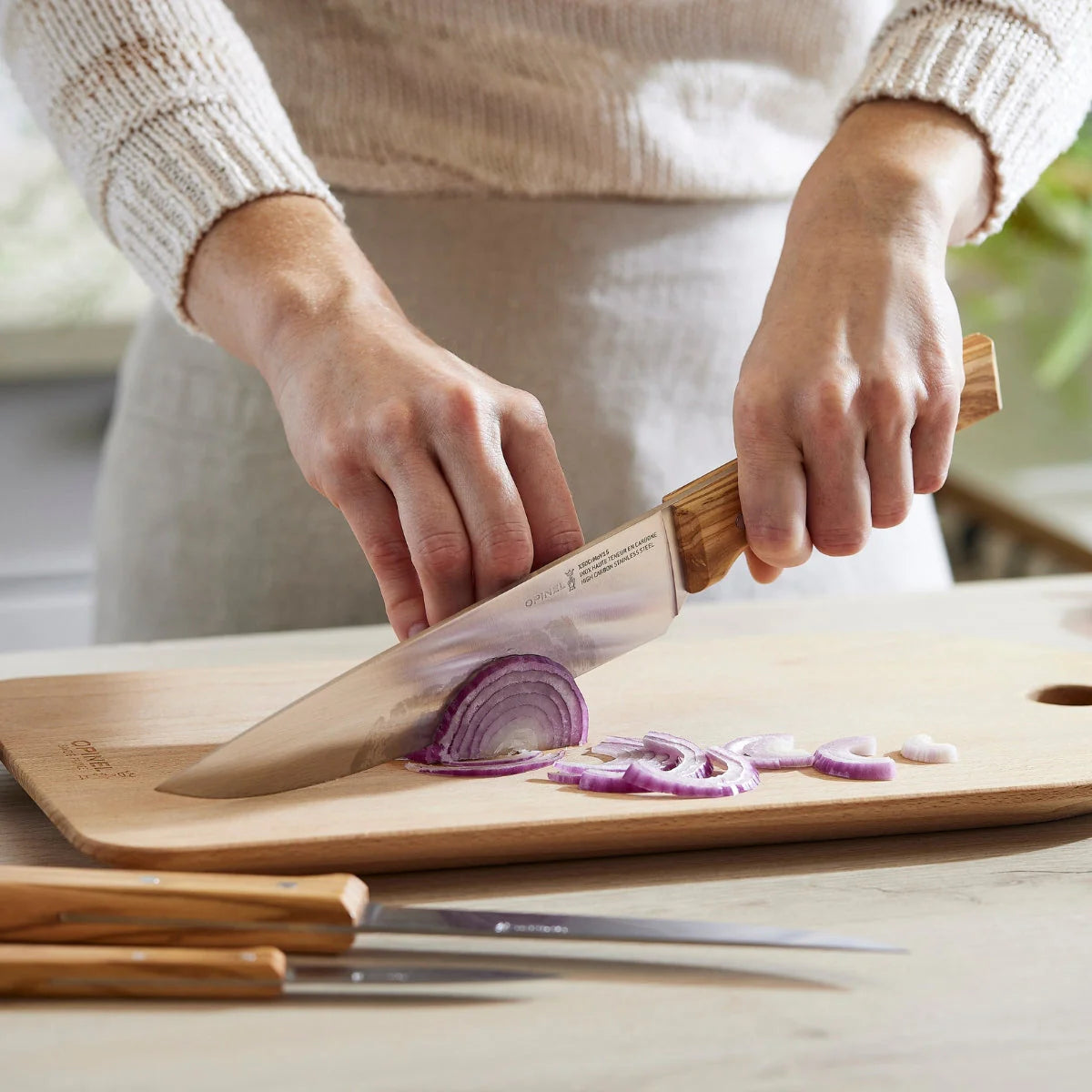 Opinel Parallele Trio Chef Knife Set - Olive Wood