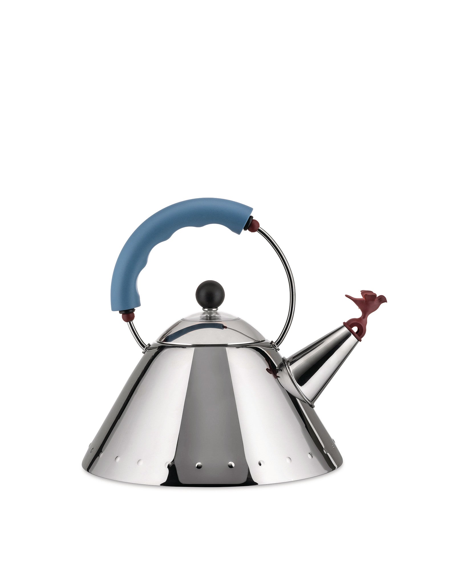 Alessi Michael Graves Whistling Bird Kettle - Black/Light Blue/Bright White - Design and Grace