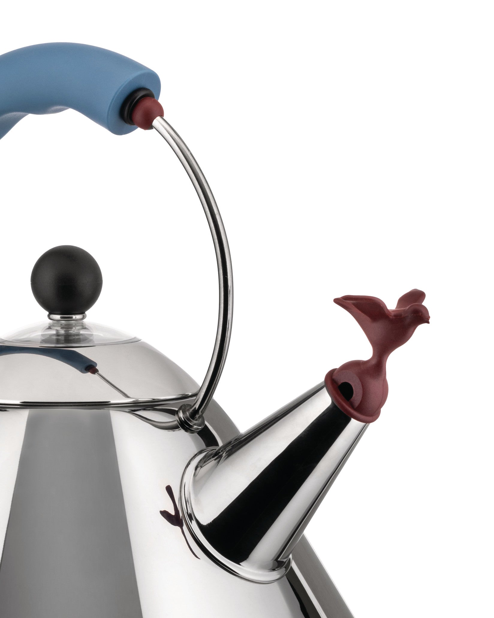 Alessi Michael Graves Whistling Bird Kettle - Black/Light Blue/Bright White - Design and Grace