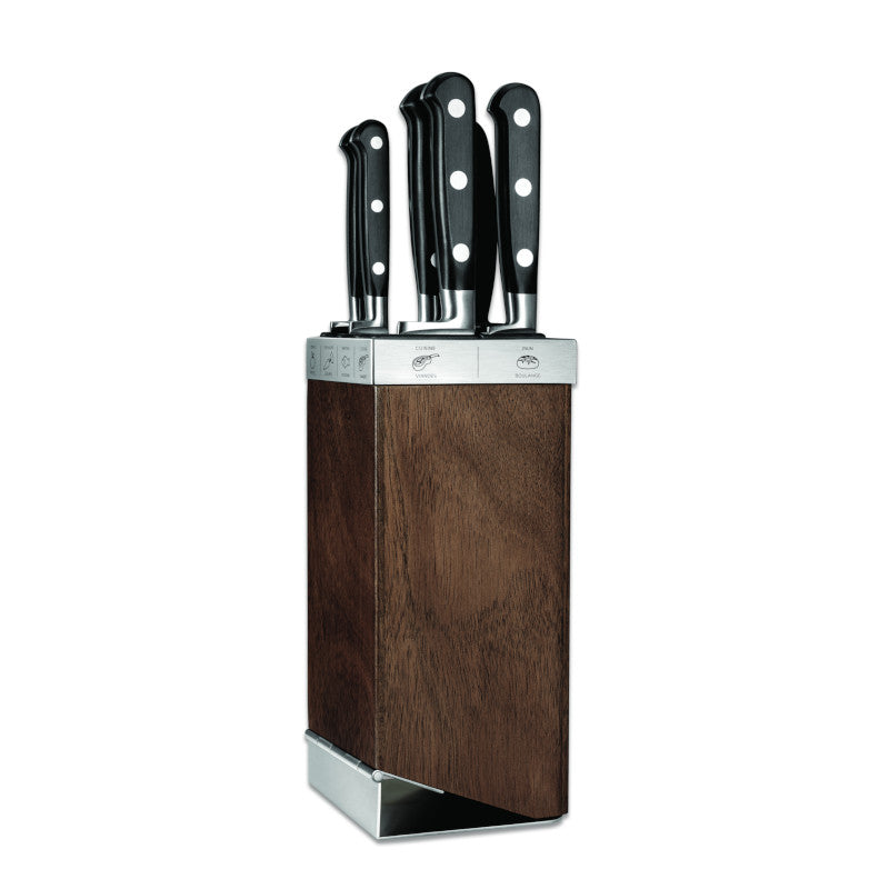 TB Tarrerias Bonjean - Maestro 7 Piece Kitchen Knife Block Set. 5 Knives, Sharpening Steel and Block