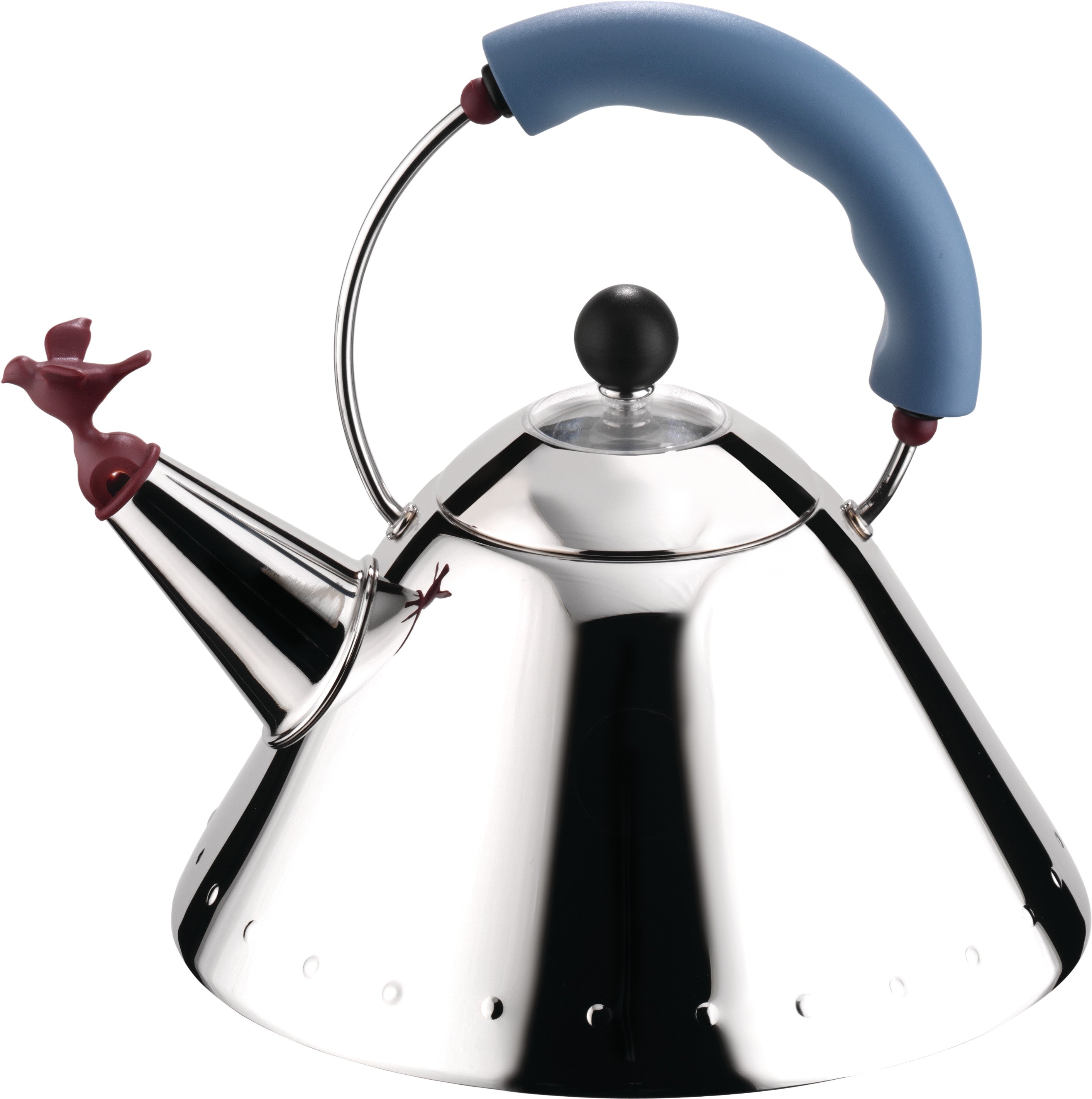 Alessi Michael Graves Whistling Bird Kettle - Black/Light Blue/Bright White - Design and Grace