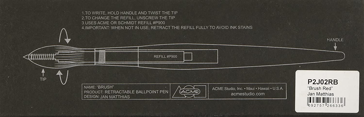 ACME Studio Brush Retractable Ballpoint Pen by Jan Mathias - Blue/Red/Yellow - Design and Grace