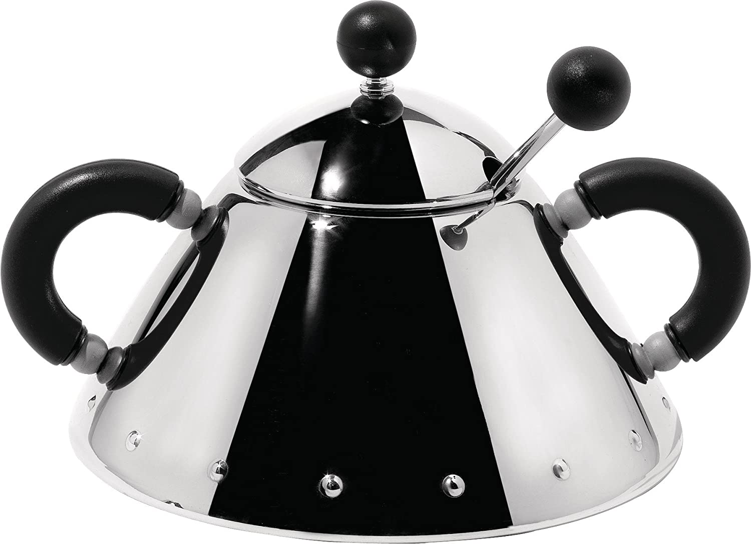 Alessi 9097 B Sugar Bowl And Spoon - Black - Design and Grace