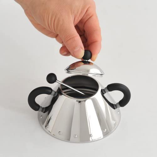 Alessi 9097 B Sugar Bowl And Spoon - Black - Design and Grace