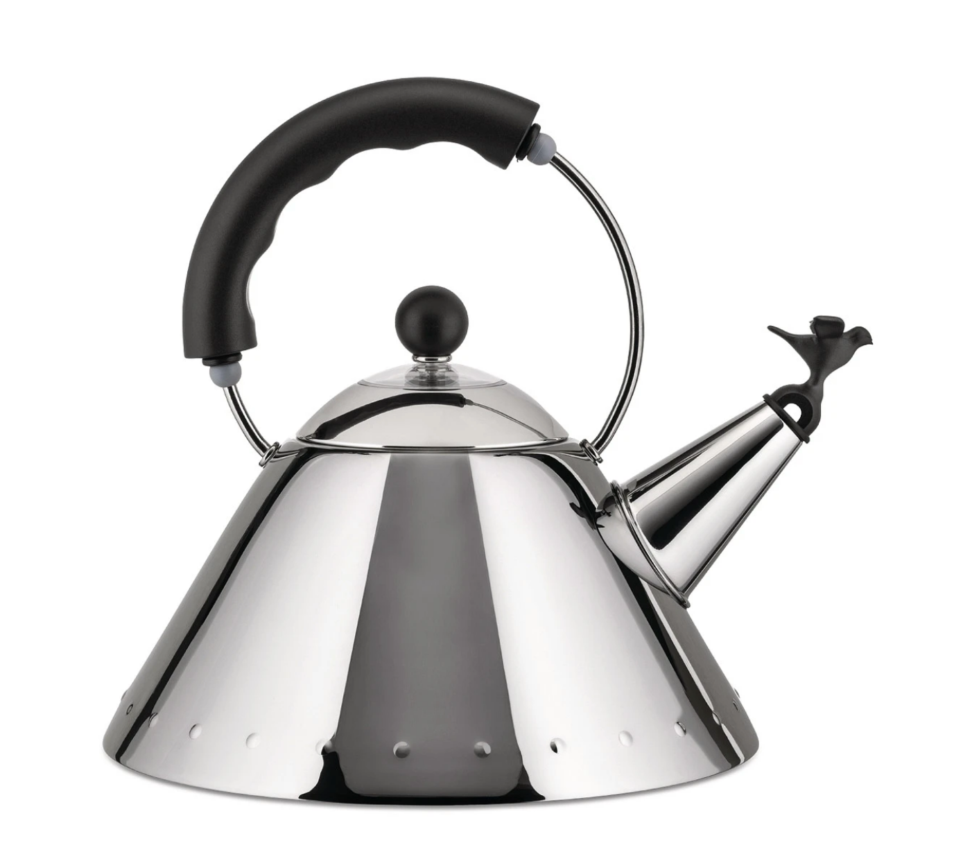 Alessi Michael Graves Whistling Bird Kettle - Black/Light Blue/Bright White - Design and Grace