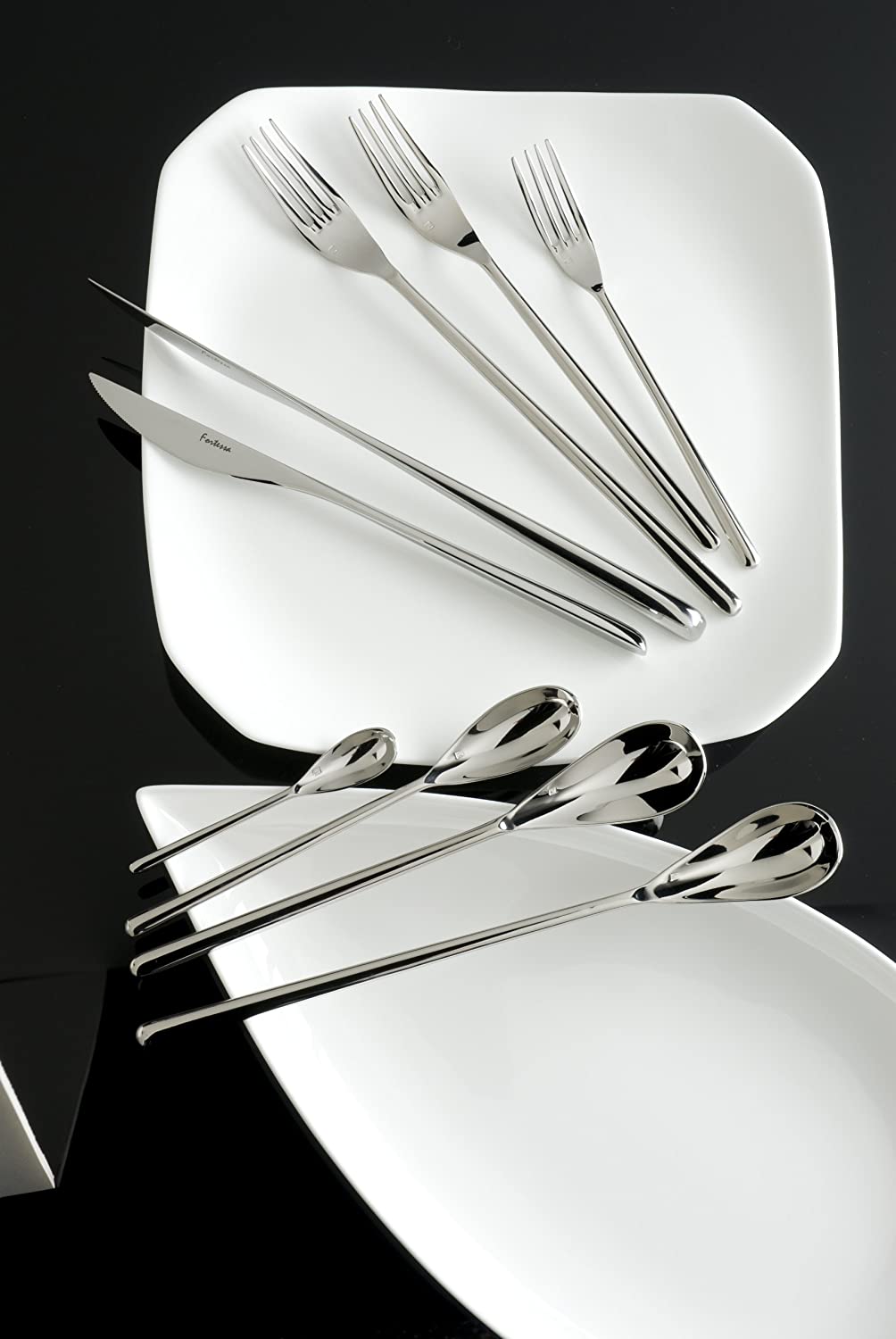 Fortessa Dragonfly 18/10 Stainless Steel Flatware, 8.5-Inch, Set of 12 - Design and Grace