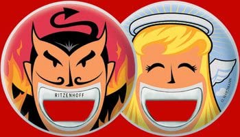 Ritzenhoff, Romeo and Juliet, Angel and Devil, Designer Two Face Bottle Opener in Gift Box - Design and Grace