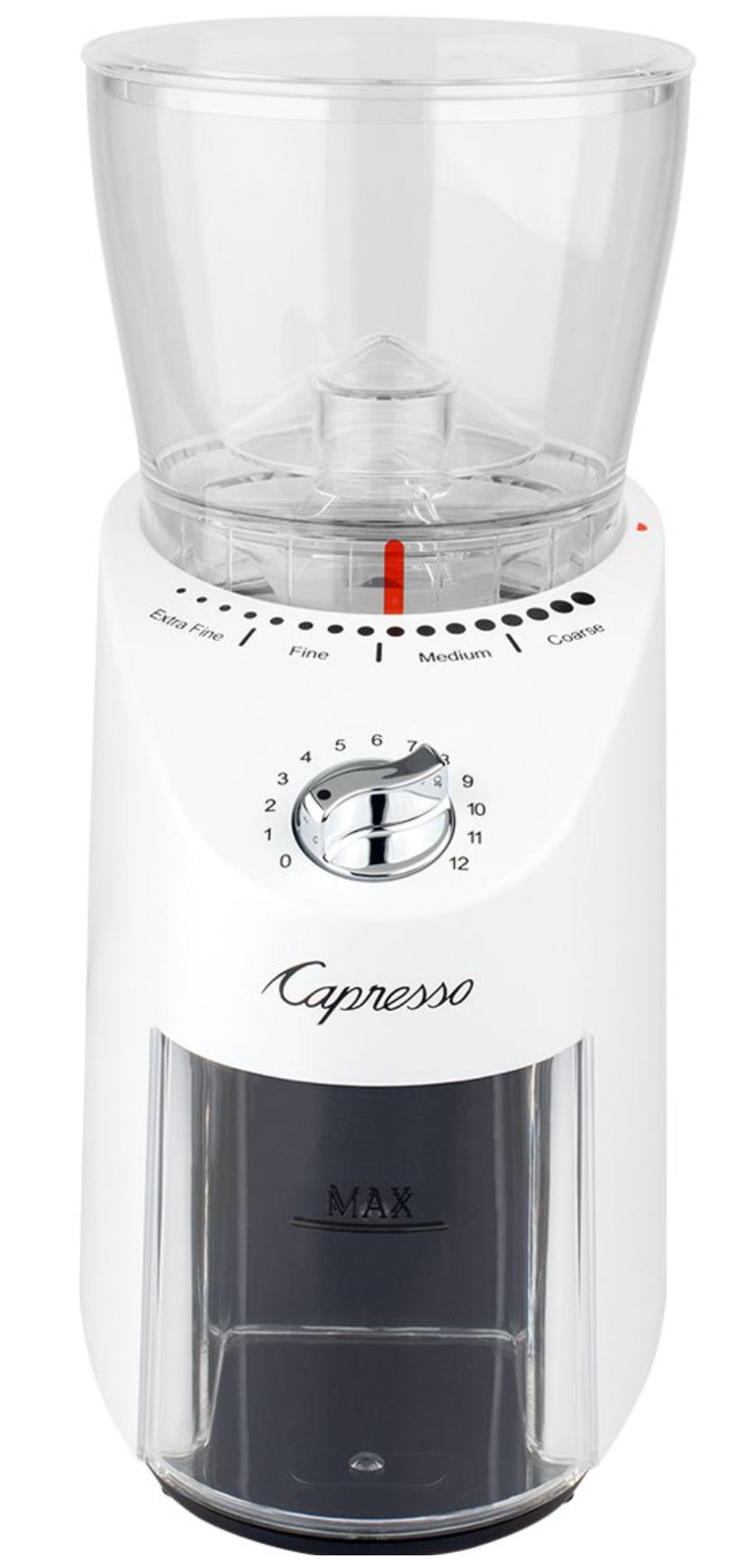 Capresso Infinity Plus Conical Burr Grinder - White - Design and Grace