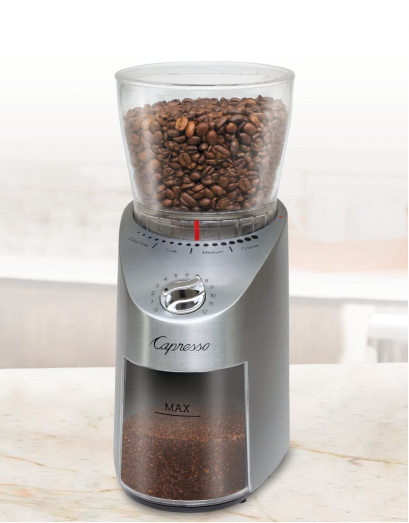 Capresso Infinity Plus Conical Burr Grinder - Die Cast Stainless Steel