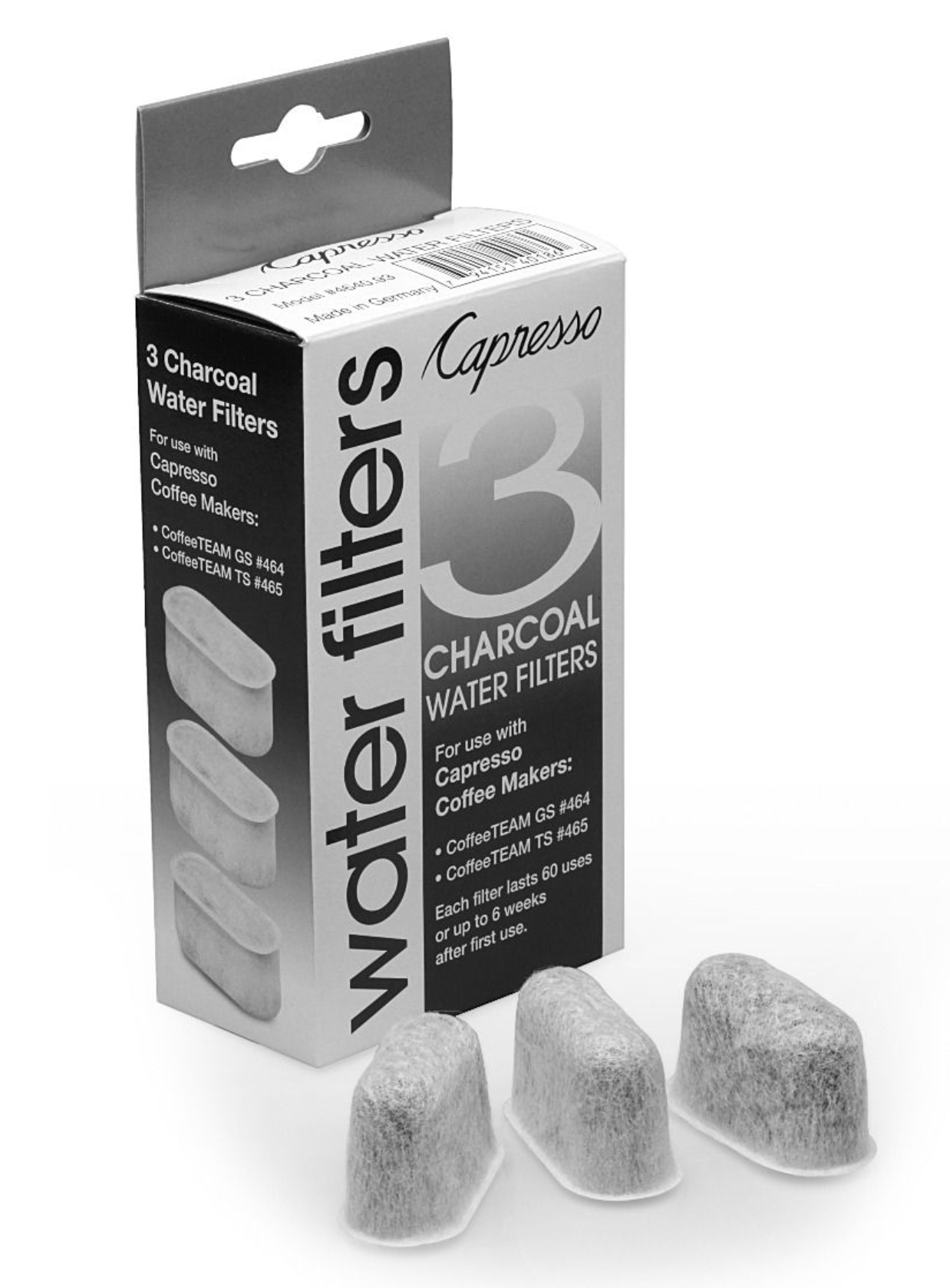 Capresso Charcoal Water Filters, CoffeeTEAM 4640.93 - 3-Pack - Design and Grace