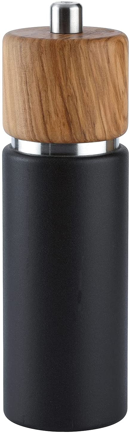Zassenhaus Hannover Pepper Grinder Mill, 7-Inch, Matte Black/Natural Olive Wood - Design and Grace