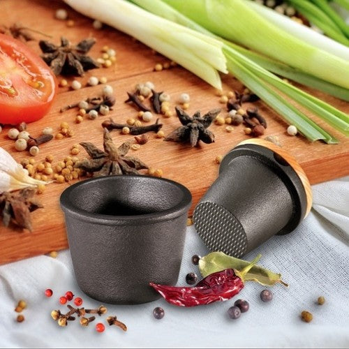 Zassenhaus Cast Iron Spice Grinder with Beech Wood Lid, 3 Inches - Black - Design and Grace