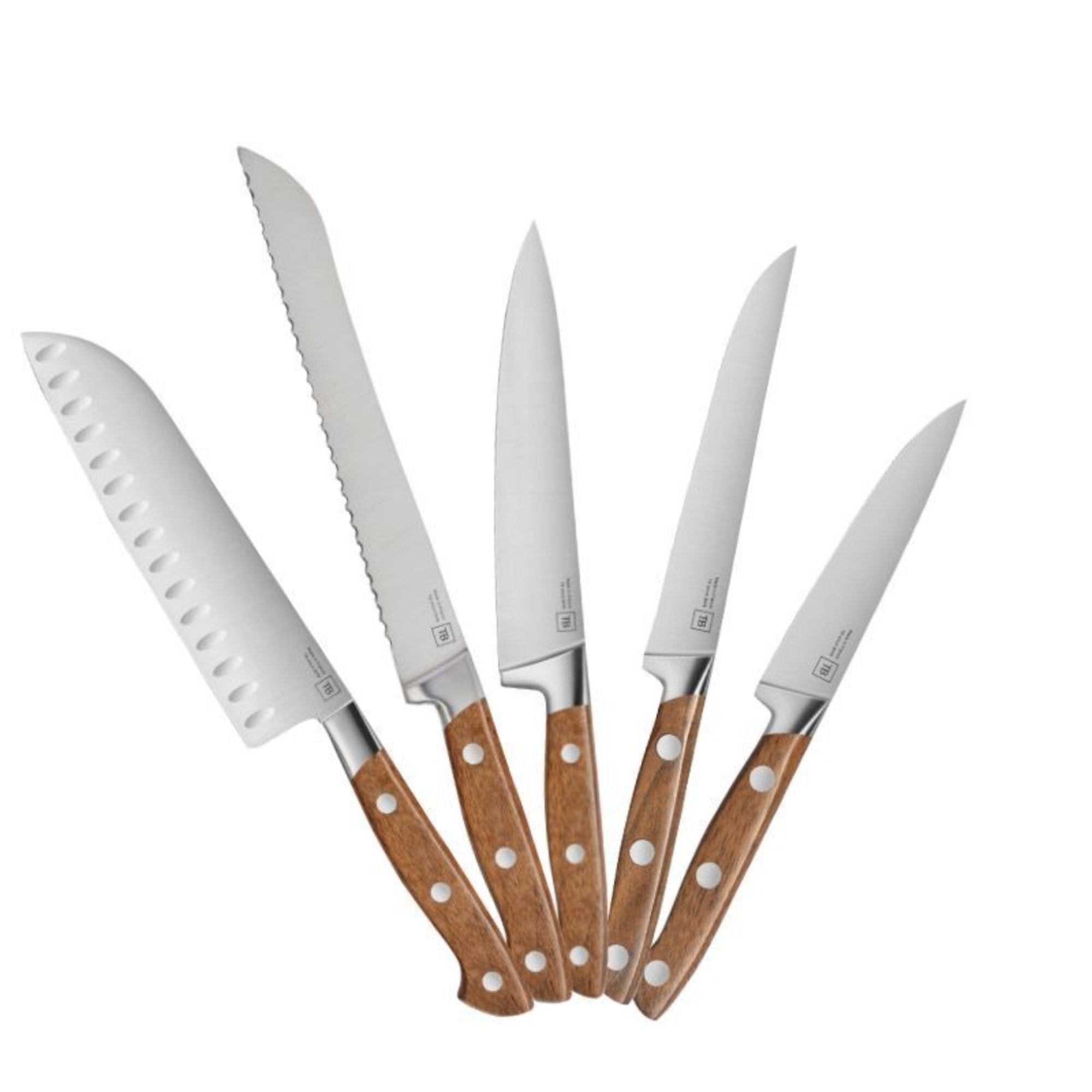 TB Tarrerias Bonjean - Georges - 6 Piece Kitchen Knife Block Set With Walnut Handles