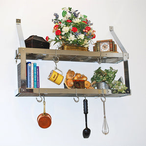 Rogar Double Book Shelf / Pot Rack - Stainless Steel & Chrome - Design and Grace