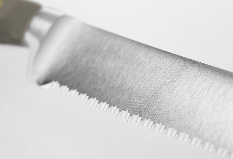 Wüsthof CLASSIC 9" Double-Serrated Bread Knife, Velvet Oyster - Precision Double Serrations for Cleaner Slices