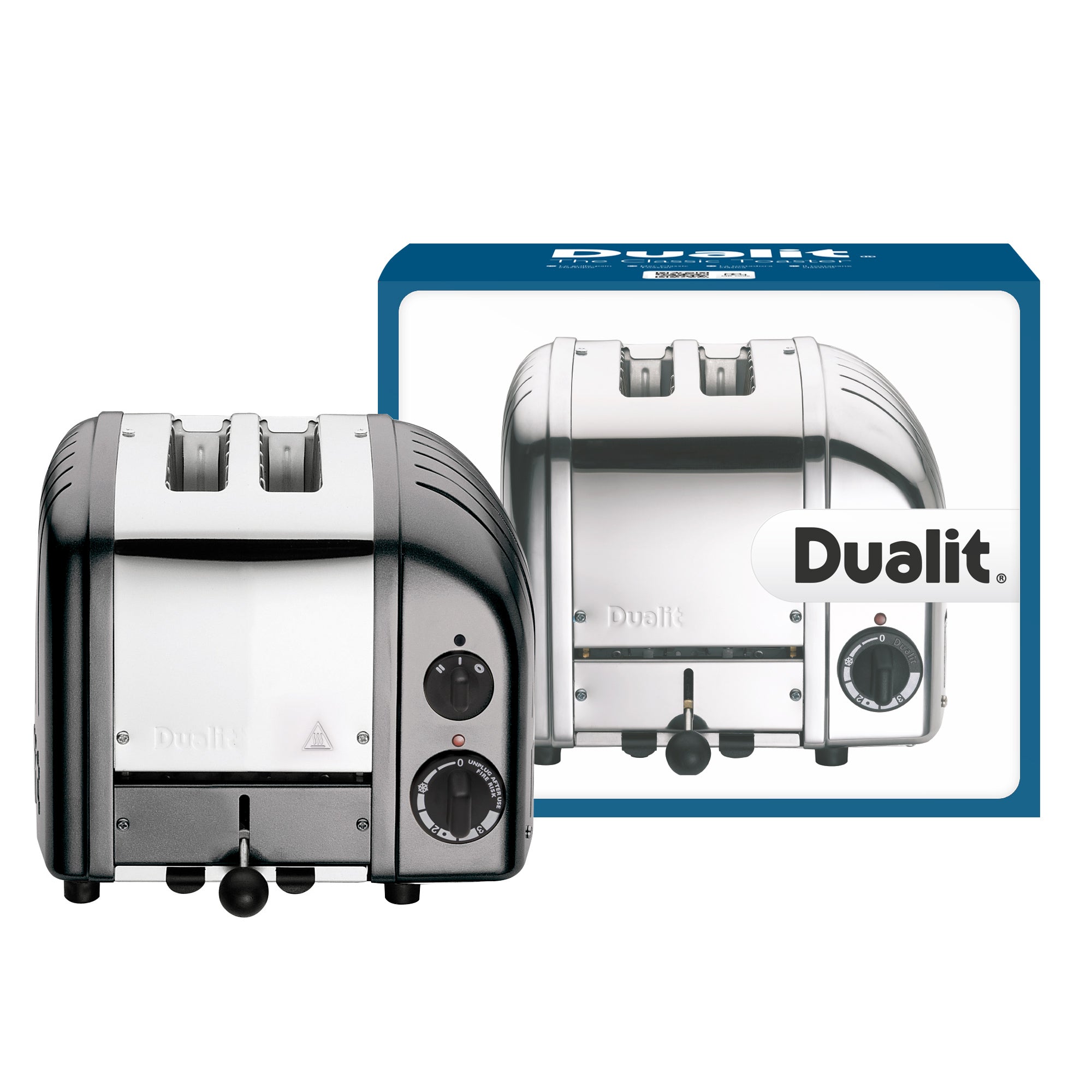 Dualit Classic 2-Slice Toaster - Metallic Charcoal | Handcrafted in England | Authorized USA Dealer