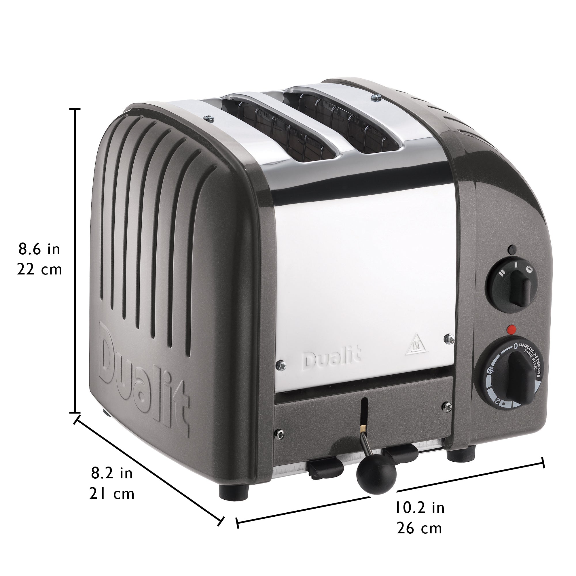 Dualit Classic 2-Slice Toaster - Metallic Charcoal | Handcrafted in England | Authorized USA Dealer