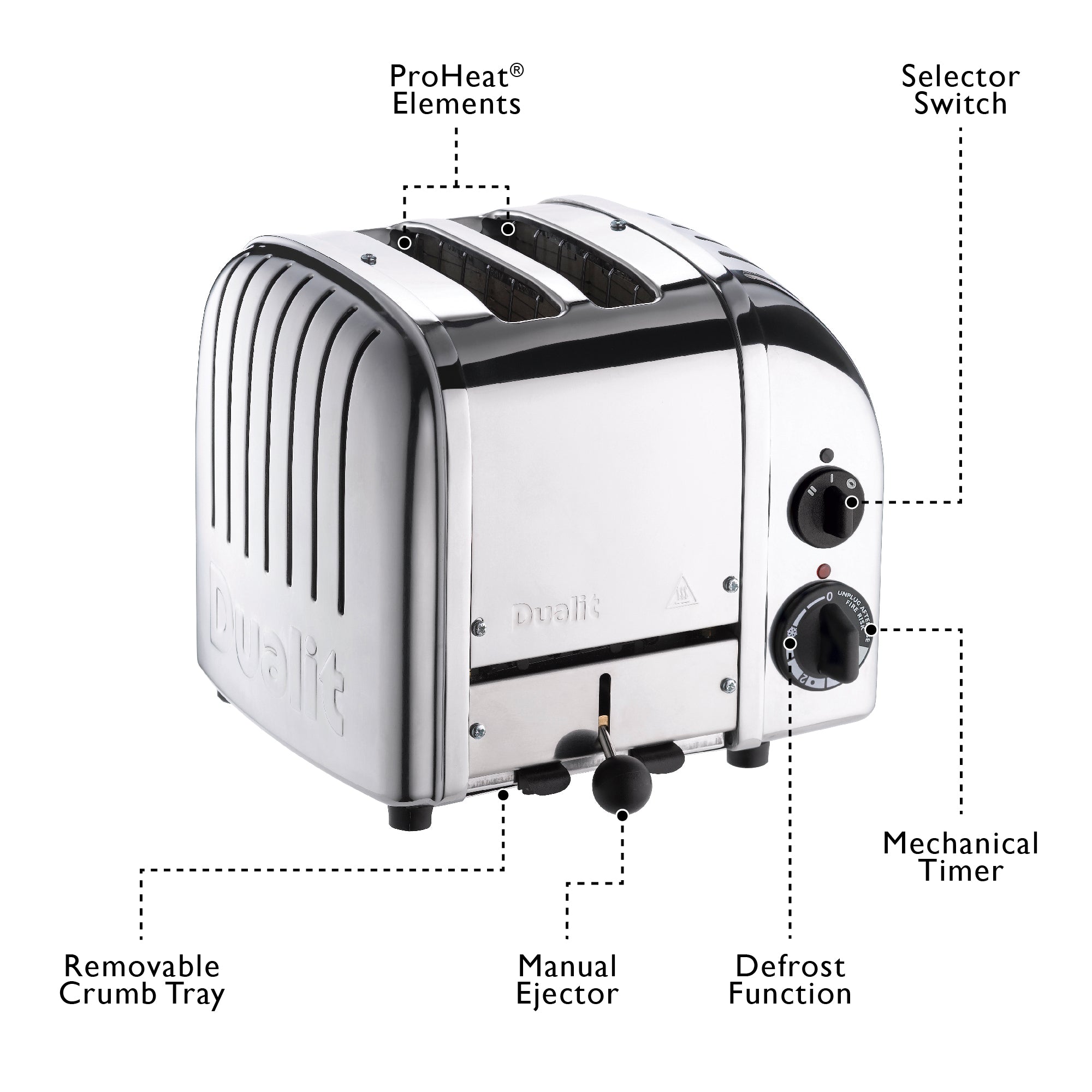 Dualit Classic 2-Slot Toaster - Polished Chrome | Handcrafted in England | Authorized USA Dealer