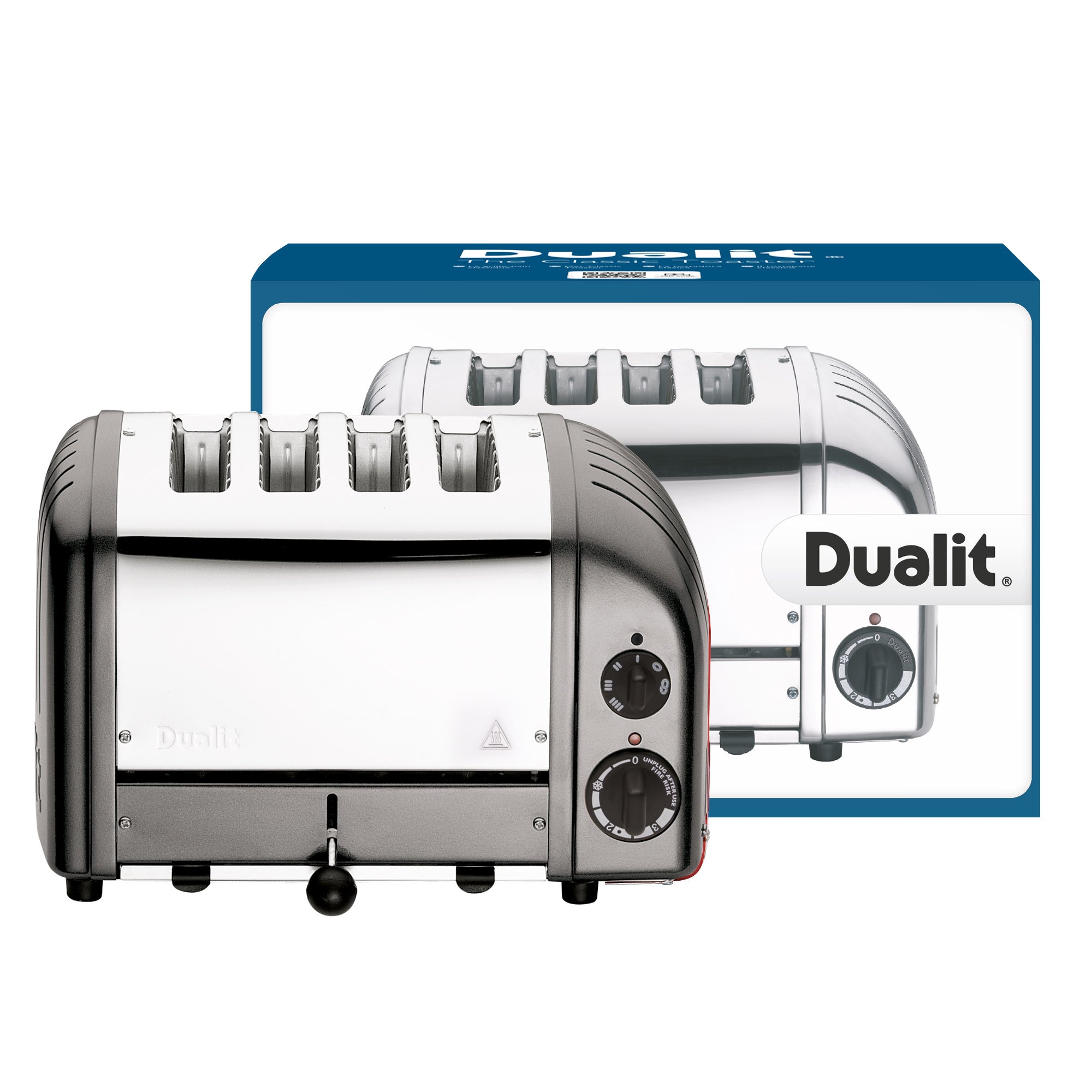 Dualit Classic 4-Slice Toaster - Metallic Charcoal | Handcrafted in England | Authorized USA Dealer