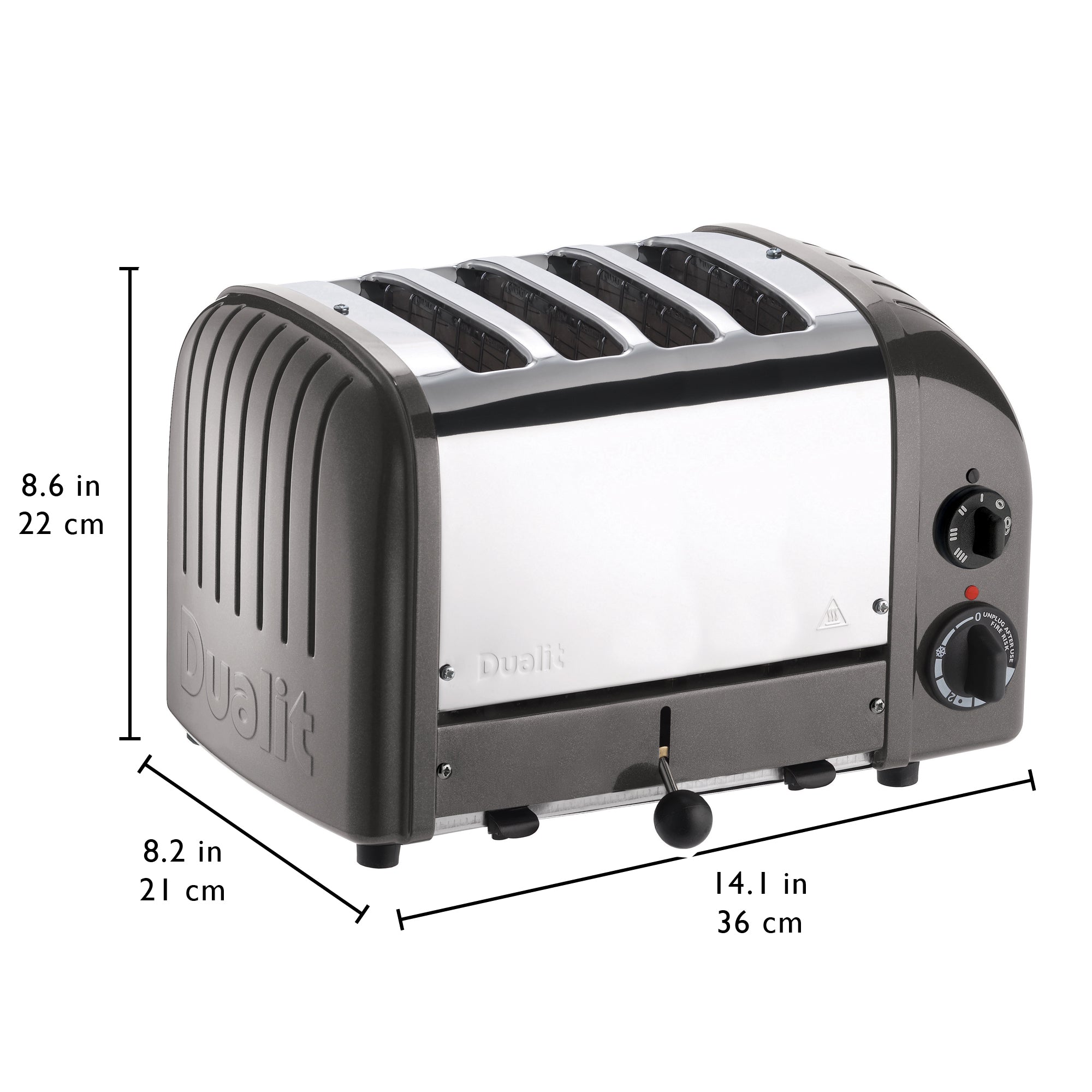 Dualit Classic 4-Slice Toaster - Metallic Charcoal | Handcrafted in England | Authorized USA Dealer