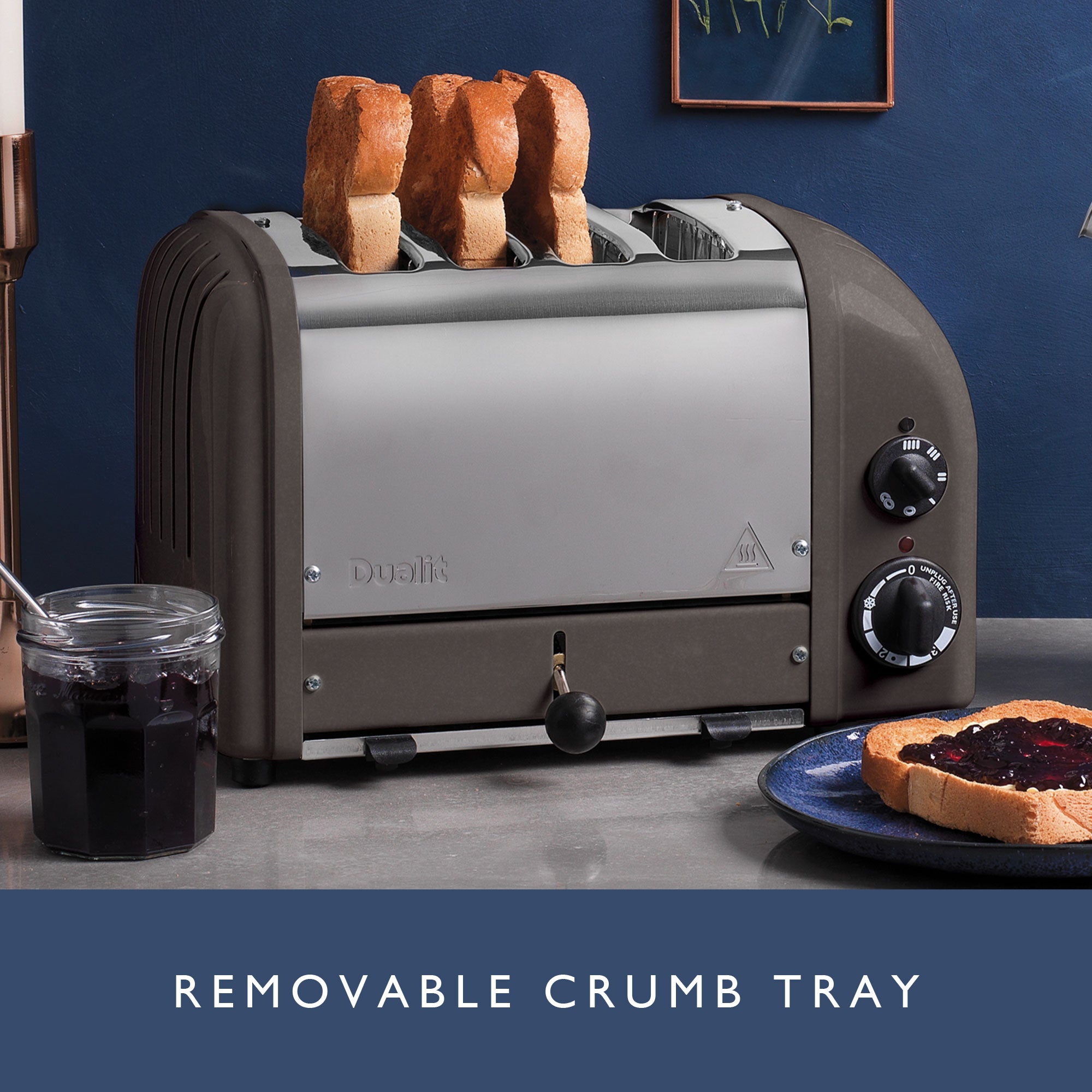 Dualit Classic 4-Slice Toaster - Metallic Charcoal | Handcrafted in England | Authorized USA Dealer