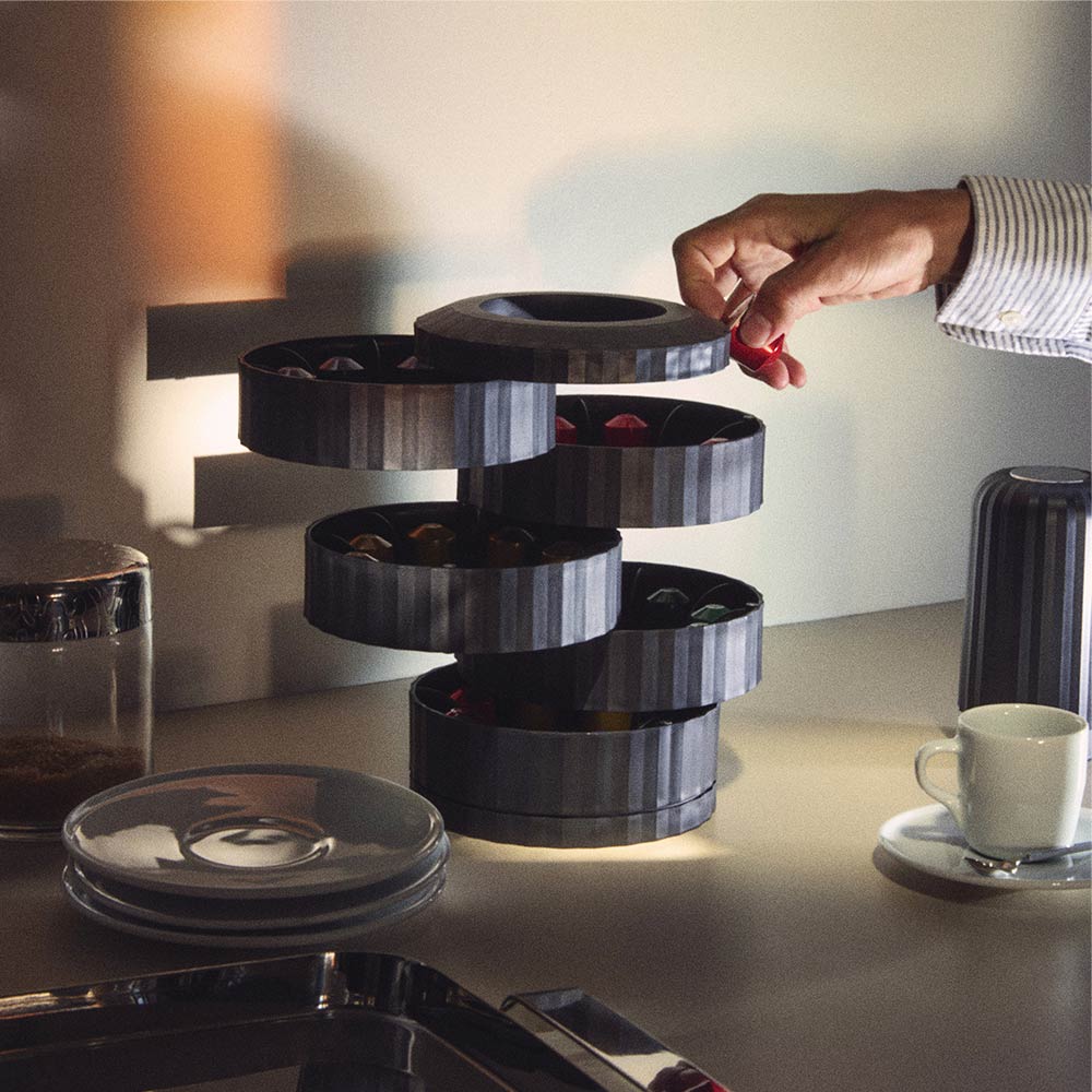 Alessi MDL19 B Plissé Capsule Holder for Nespresso Machines  - Black