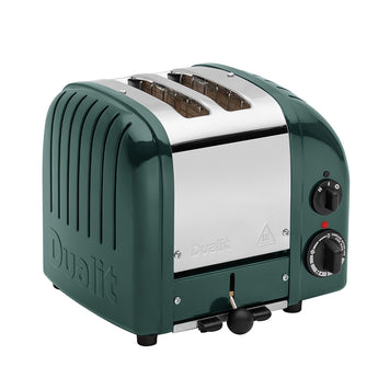 Dualit Classic 2-slice toaster in evergreen, on a white background