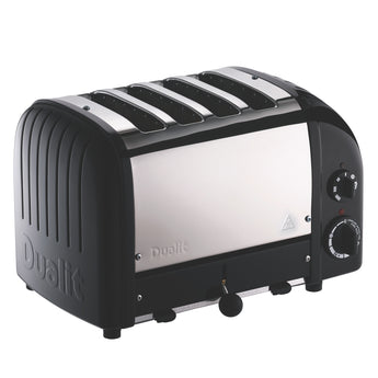 Dualit Classic 4-slice toaster in matt black, on a white background