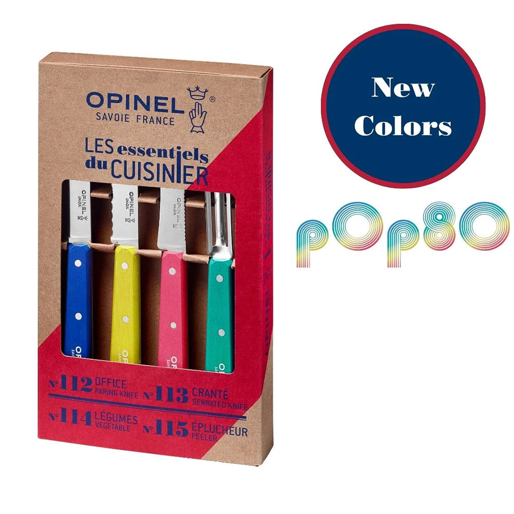 Opinel Essential Small Kitchen Knife Set with Colored Handles