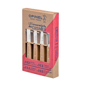 Opinel Essential Small Kitchen Knife Set with Beechwood Handles - Design and Grace