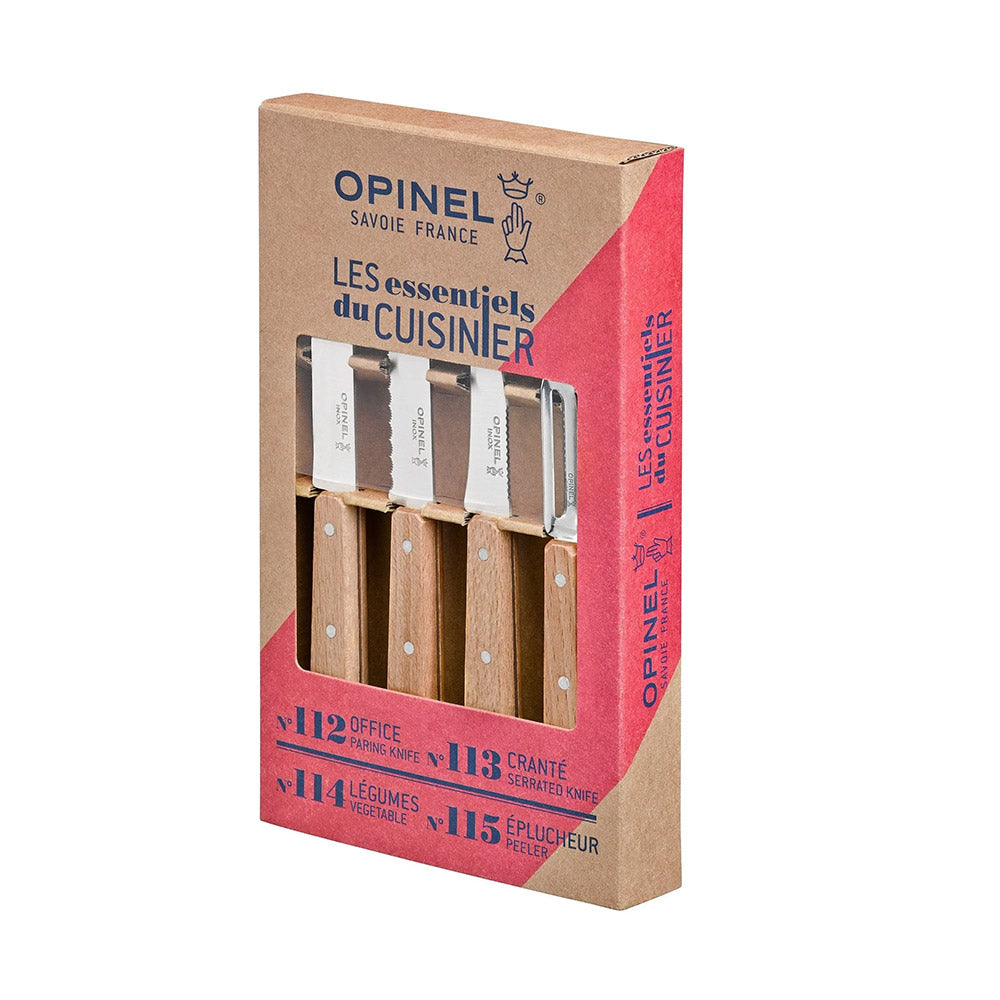 Opinel Essential Small Kitchen Knife Set with Beechwood Handles