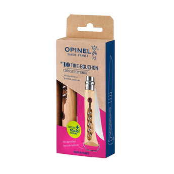 Opinel No.10 Stainless Steel Corkscrew Folding Knife with Bottle Opener - Design and Grace