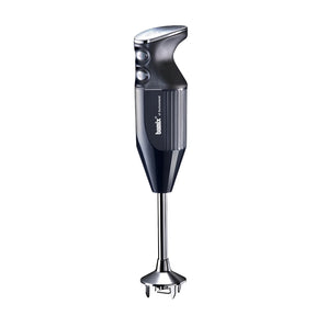 bamix BAKING hand blender in black with a chrome top, on a white background