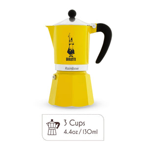 Bialetti Rainbow 3 Cup Aluminum Moka Pot - Yellow