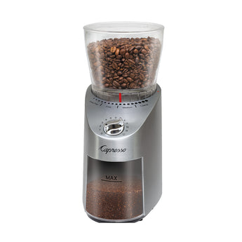 Capresso Infinity Plus Conical Burr Grinder - Die Cast Stainless Steel - Design and Grace
