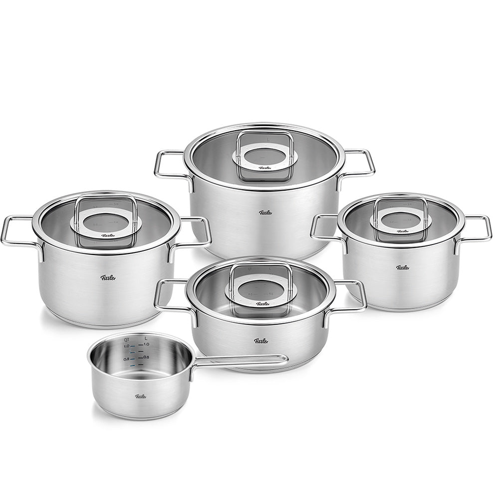 Fissler - Pure Collection Stainless Steel 9 Piece Cookware Set with Glass Lids