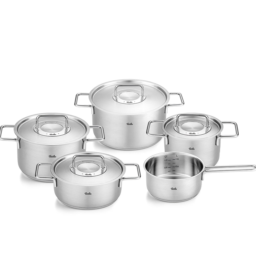 Fissler - Pure Collection Stainless Steel 9 Piece Cookware Set with Metal Lids