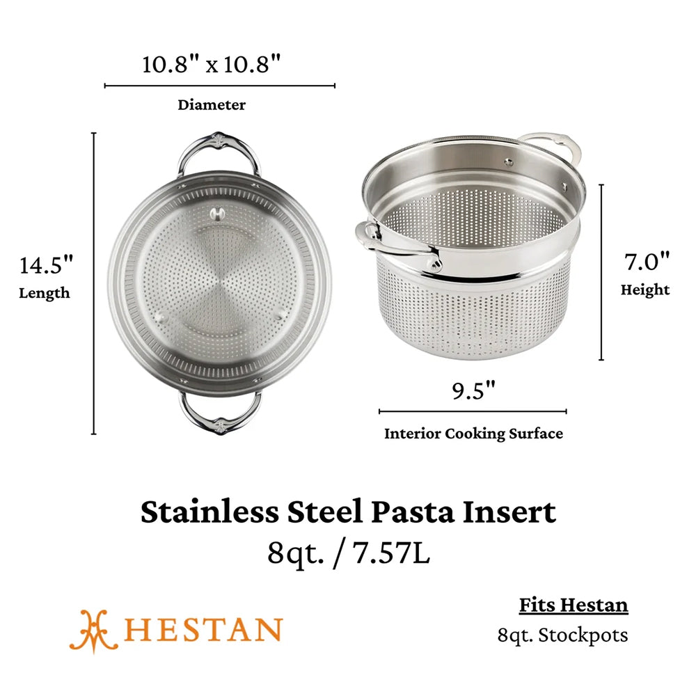Hestan Provisions 8 Quart Pasta Insert - Drain Pasta Without Moving the Pot